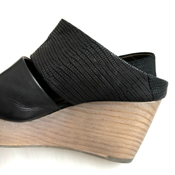 Coclico Harlen Wedge Platform Clogs Leather Wooden Shoes Black Size 6/36 - Picture 12 of 17